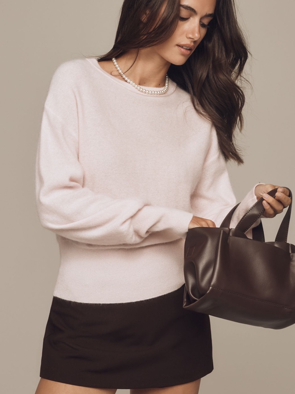 Anthropologie Brushed Cashmere Sweater in Whisper Pink